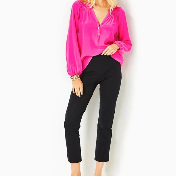 Lilly Pulitzer 27" Merrin High-Rise Bi-Stretch Pant - Noir - Size 8 - Picture 1 of 14